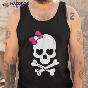 cute skull and cross bone pink bow tie girls adorable shirt tank top