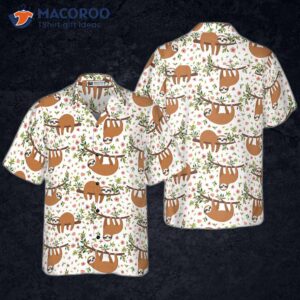 cute sloth on tree hawaiian shirt for 0