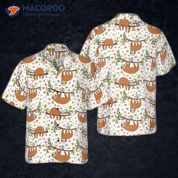 Cute Sloth On Tree Hawaiian Shirt For