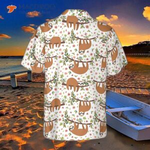 cute sloth on tree hawaiian shirt for 1