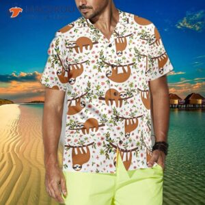 cute sloth on tree hawaiian shirt for 3