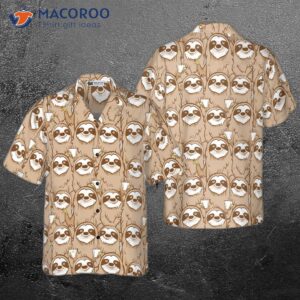 cute sloth seamless pattern shirt for s hawaiian 0