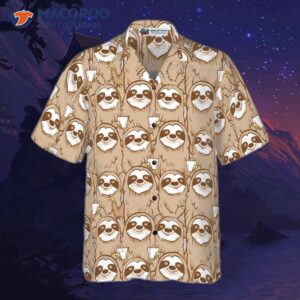 cute sloth seamless pattern shirt for s hawaiian 2