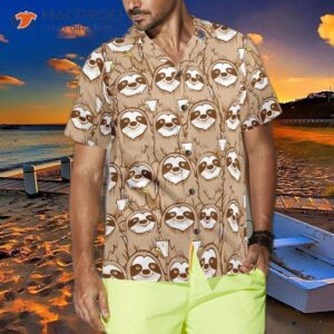 cute sloth seamless pattern shirt for s hawaiian 3