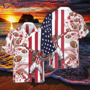 dabbing football american flag tropical hawaiian shirt 0