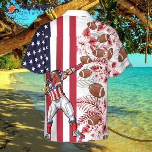 dabbing football american flag tropical hawaiian shirt 1