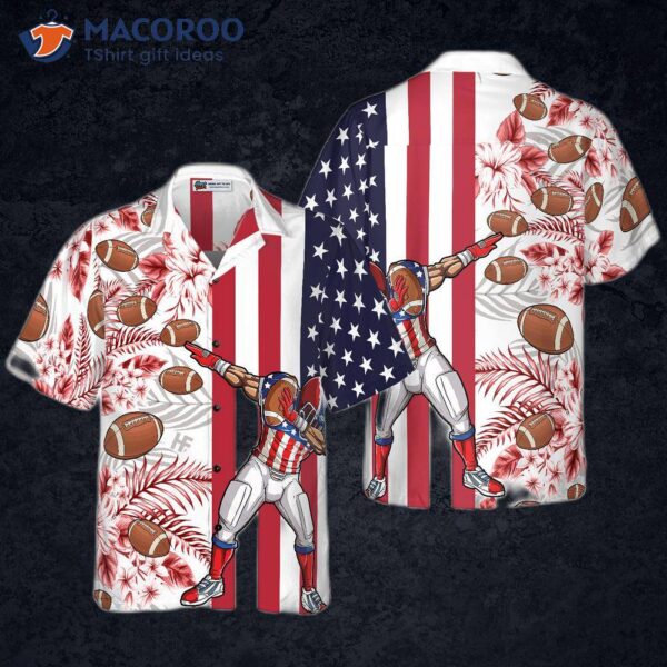 Dabbing Football American Flag Tropical Hawaiian Shirt