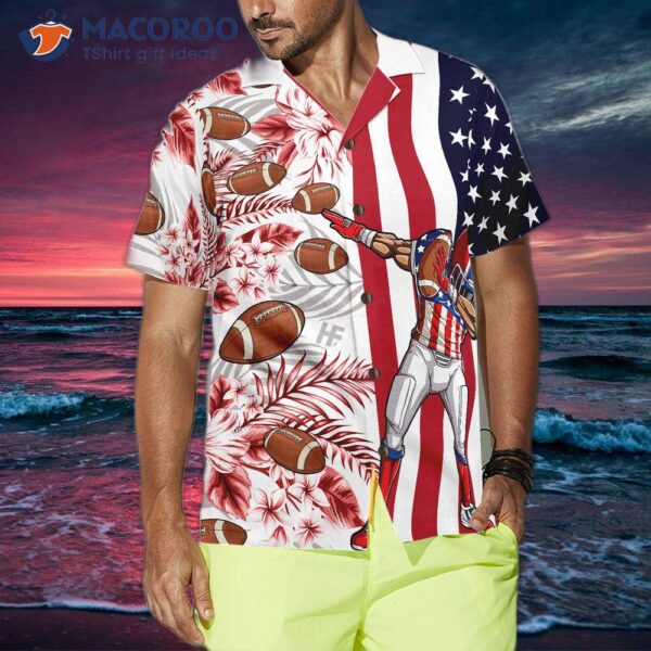 Dabbing Football American Flag Tropical Hawaiian Shirt