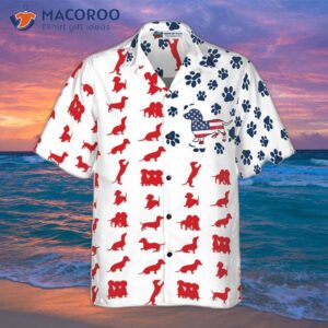 dachshund american flag hawaiian style shirt 2