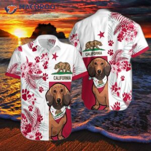 dachshund california flag hawaiian shirt 0