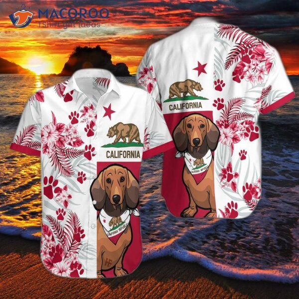 Dachshund California Flag Hawaiian Shirt