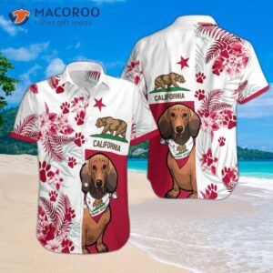 dachshund california flag hawaiian shirt 1