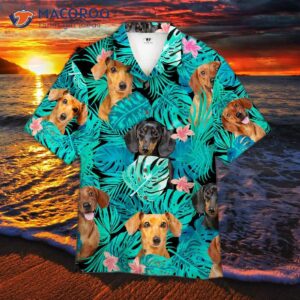 dachshunds hibiscus tropical hawaiian shirts 0