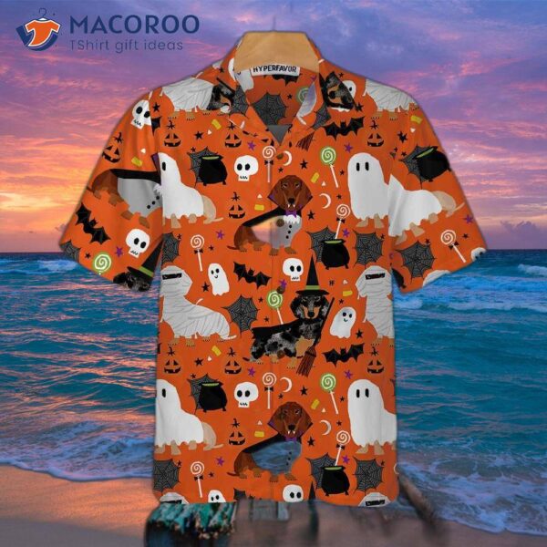 Dachshunds On Halloween Hawaiian Shirt, Spooky Dachshund Funny Shirt For And