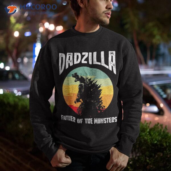 Dadzilla Father Of The Monsters Retro Vintage Sunset Shirt