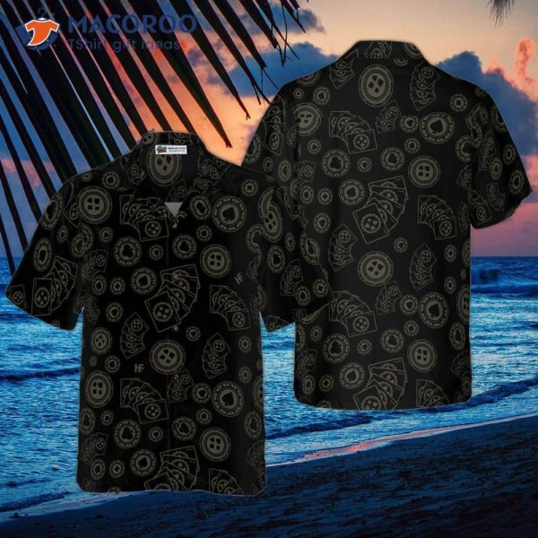 Dark-patterned Hawaiian Poker Shirt