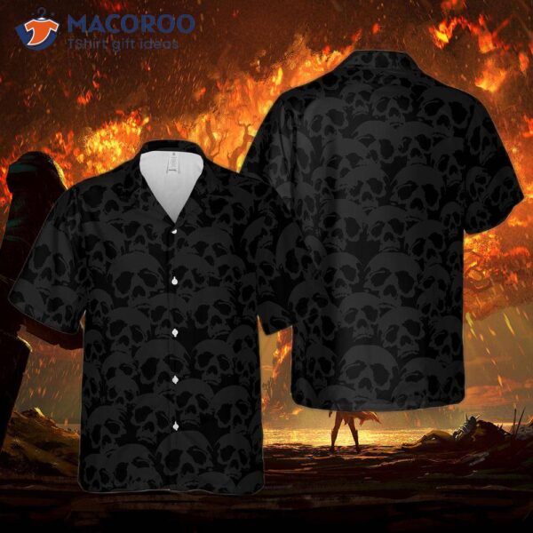 Dark-skull-pattern Hawaiian Shirt