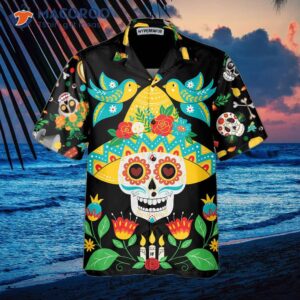 day of the dead sugar skull and guitar hawaiian shirt funny mexican halloween shirt best gift 2