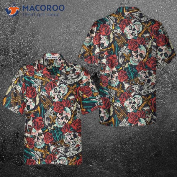 Day Of The Dead Vintage Tequila Hawaiian Shirt, Sugar Skull Shirt – Best Gift