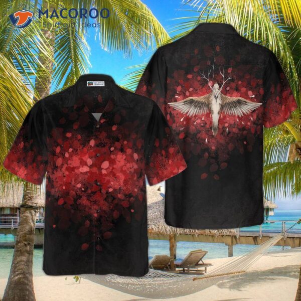 Dead Bird Gothic Hawaiian Shirt For , Black And Red