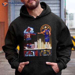 denver city skyline nathan mackinnon and nikola jokic signatures shirt hoodie