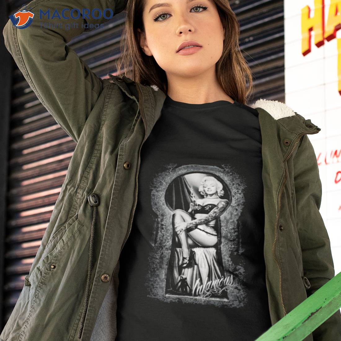 Dga Infamous Marilyn Monroe Infamous Sexy Tattoo Graphic Shirt Dga Infamous Marilyn Monroe Infamous Sexy Tattoo Graphic Shirt