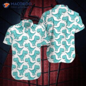 dino blue mint hawaiian shirt 0