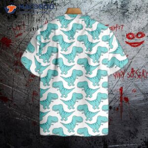 dino blue mint hawaiian shirt 1