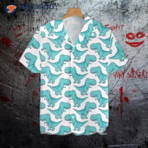 dino blue mint hawaiian shirt 2