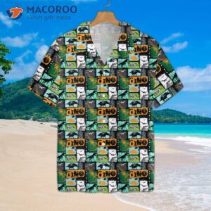 dinosaur collage art hawaiian shirt 2