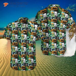 dinosaur collage art hawaiian shirt 4