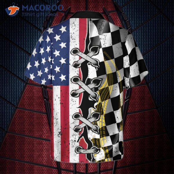 Dirt Track Racing Flag Hawaiian Shirt