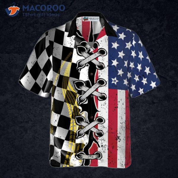 Dirt Track Racing Flag Hawaiian Shirt