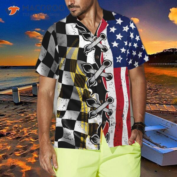 Dirt Track Racing Flag Hawaiian Shirt