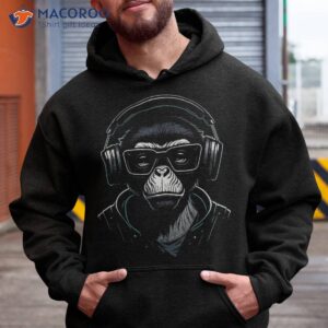 dj monkey chimp with glasses amp headphones edm music lover shirt hoodie
