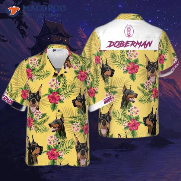 Doberman Pinscher-themed Hawaiian Shirt