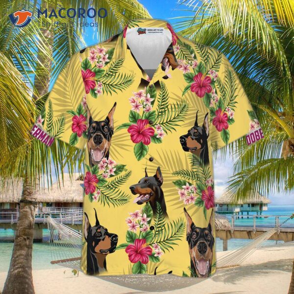 Doberman Pinscher-themed Hawaiian Shirt