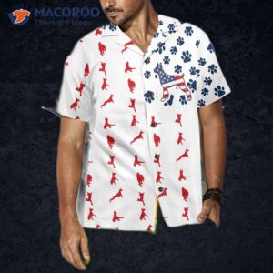 Doberman-print American-flag Hawaiian Shirt