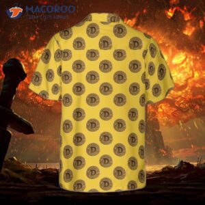 dogecoin patterned hawaiian shirt 1