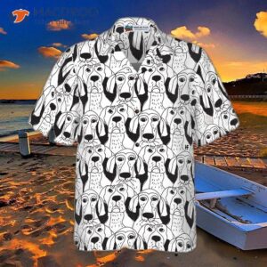 dogs emotions black and white seamless hawaiian shirt 2