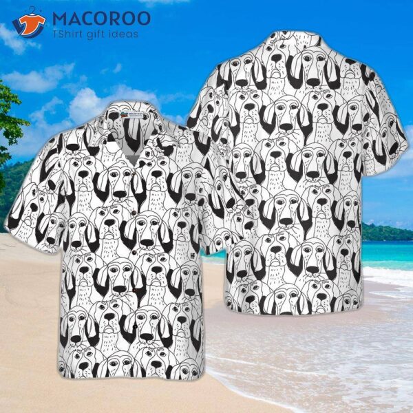 Dogs’ Emotions Black And White Seamless Hawaiian Shirt