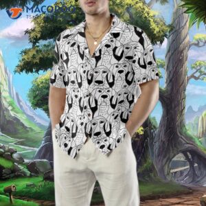 dogs emotions black and white seamless hawaiian shirt 4