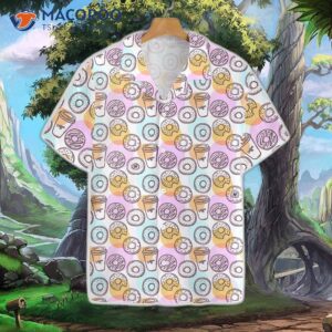 donut and coffee seamless pattern hawaiian shirt 2