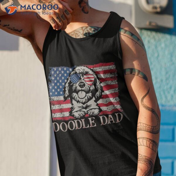 Doodle Dad Goldendoodle Dog American Flag 4th Of July Shirt