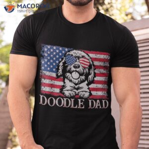 Doodle Dad Goldendoodle Dog American Flag 4th Of July Shirt