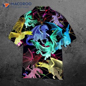 dragon neon colorful hawaiian shirt 0