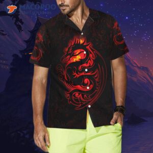 Dragon Tribal Tattoo Art Hawaiian Shirt, Cool Red And Black Shirt