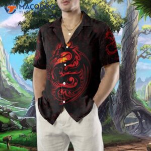 dragon tribal tattoo art hawaiian shirt cool red and black shirt 3