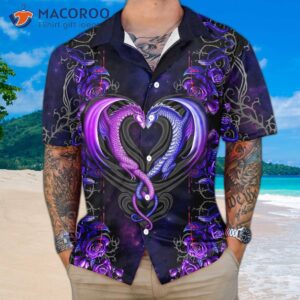 dragons and the love flower hawaiian shirt a unique shirt with dragon couple roses 3
