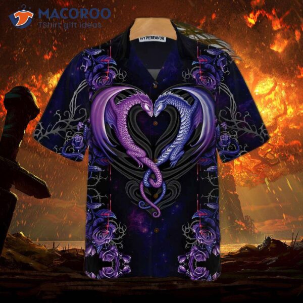 Dragons And The Love Flower Hawaiian Shirt, A Unique Shirt With Dragon Couple Roses